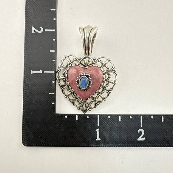 Carolyn Pollack Heart Pendant Enhancer Pink Rhodonite Opal Te Amo Sterling 925 - Picture 2 of 10